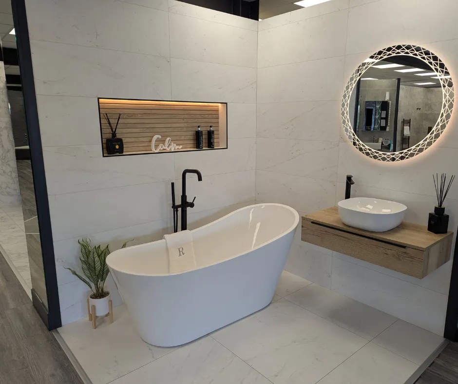 Luxurious Freestanding Bath with a Striking Black Mixer
